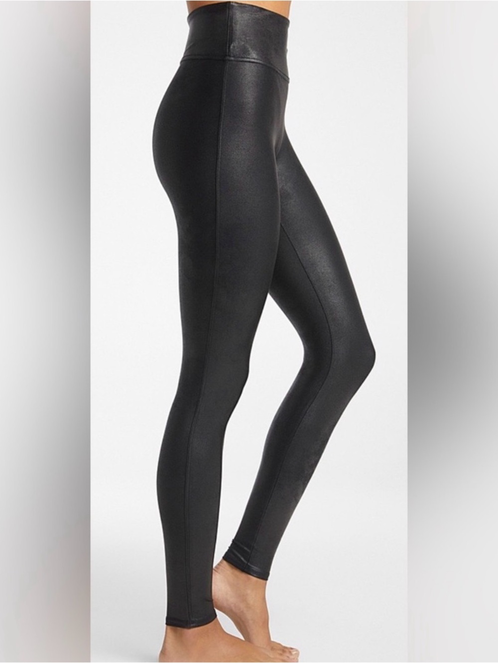 SPANX Black Faux-Leather High-Waist Leggings